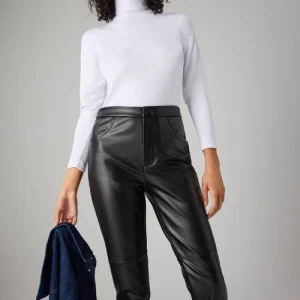 Leggings termici di colore nero effetto pelle