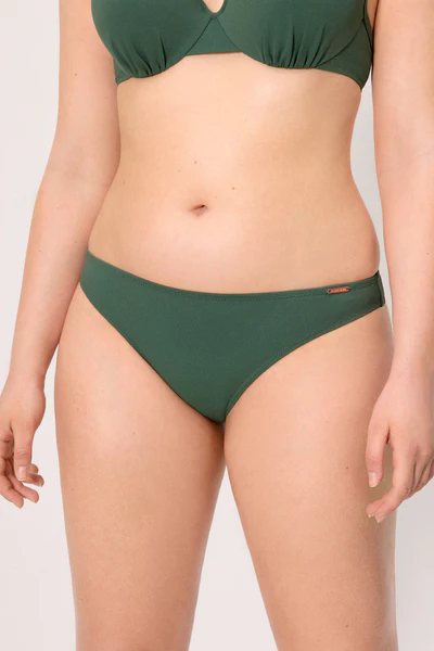 Kit bikini Reggiseno a triangolo push-up coppa B e slip in micropiqué verde bottiglia - immagine 4