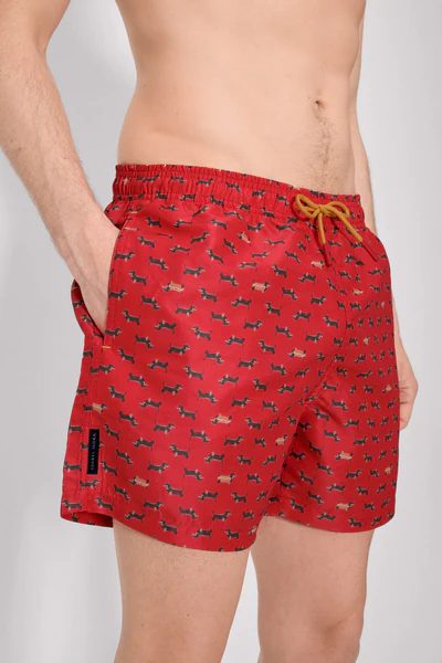 Costume da bagno intero con stampa bassotto rosso - immagine 2